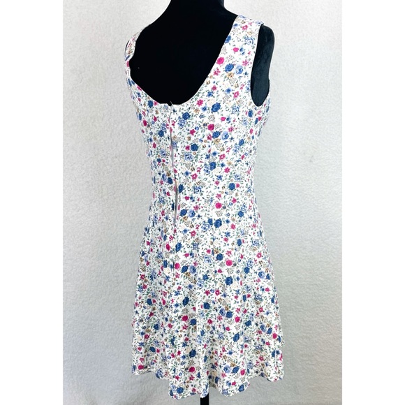 (VTG) BYER TOO! CALIFORNIA • 90s Floral Front-Tie Sleeveless Mini Dress - Picture 5 of 13